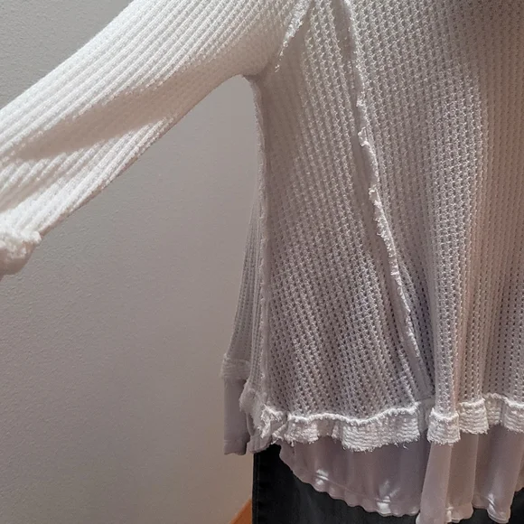 We The Free Free People Womens Extra Small Bohemian Casual V-Neck Waffle Top - Picture 6 of 12